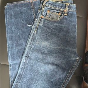 Embroidered Red Monkey Jeans